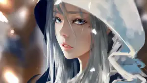 Blue Eyes Face Girl In Hood